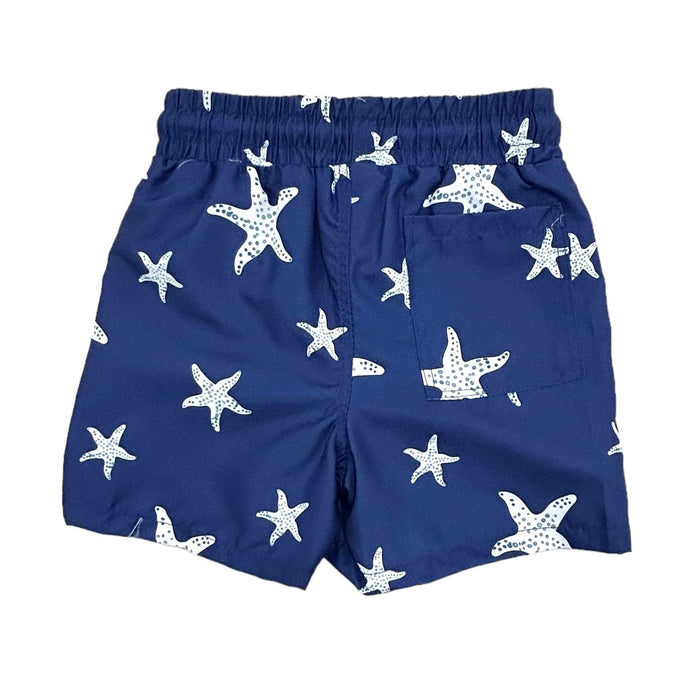 Men's Compression Swim Shorts - Navy Starfish - Sugar Bee Clothing
