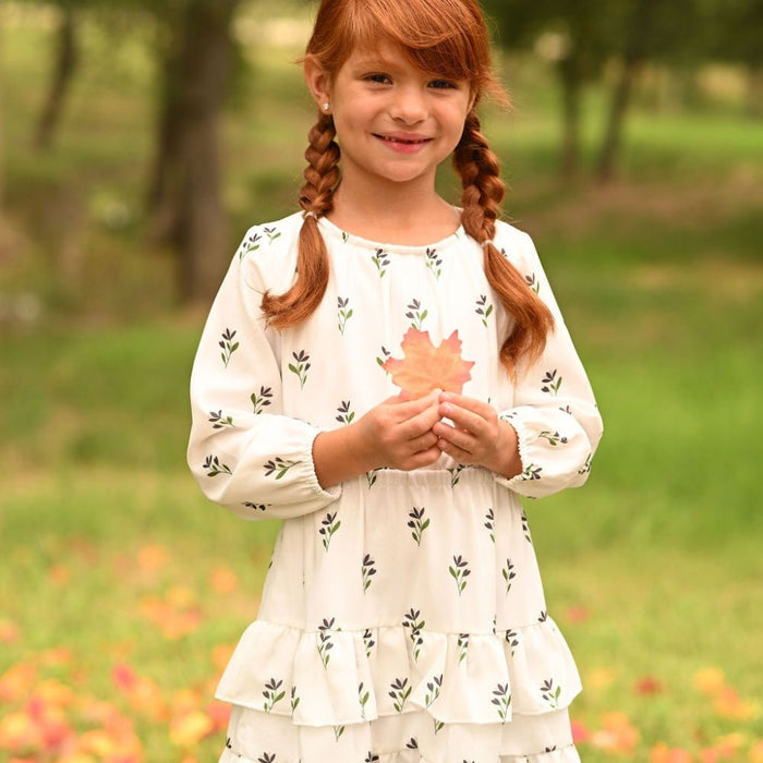 Mini Charlotte Ruffle Tier Dress - Earthy Floral - Sugar Bee Clothing