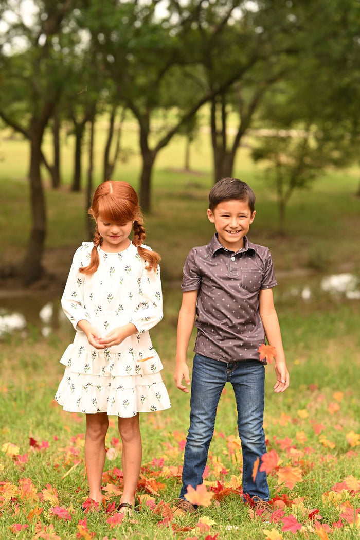 Mini Charlotte Ruffle Tier Dress - Earthy Floral - Sugar Bee Clothing