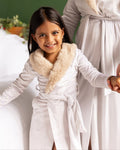 Mini Eleanor Fur Trimmed Robe - Cafe Au Lait - Sugar Bee Clothing