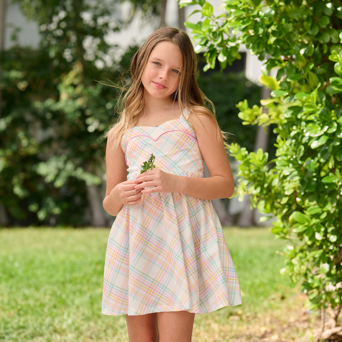 Mini Hazel Sweetheart Dress - Easter Plaid - Sugar Bee Clothing