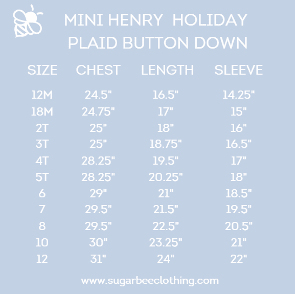 Mini Henry - Holiday Plaid Button Down - Sugar Bee Clothing