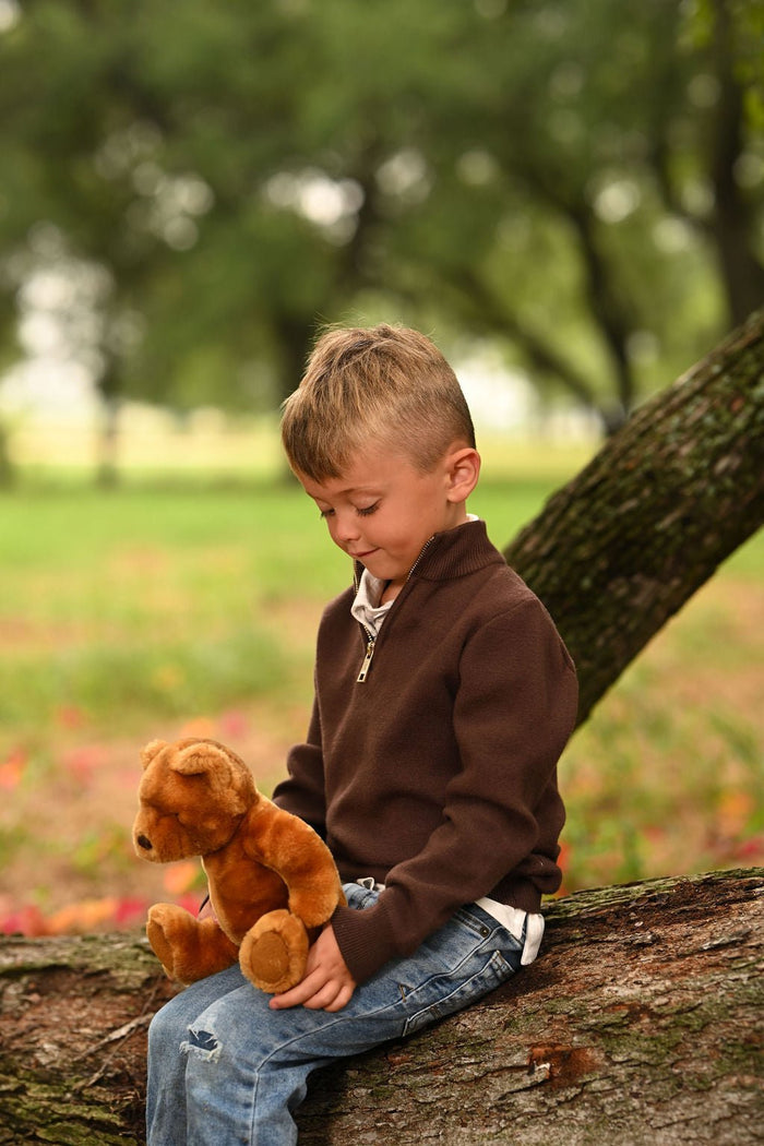 Mini Scott 3/4 Zip Sweater - Espresso - Sugar Bee Clothing
