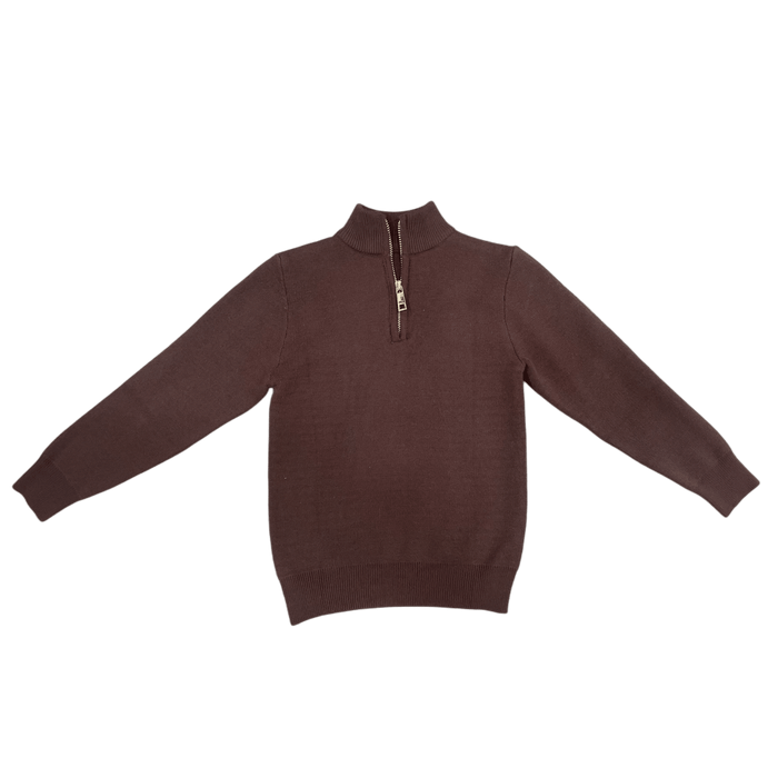 Mini Scott 3/4 Zip Sweater - Espresso - Sugar Bee Clothing