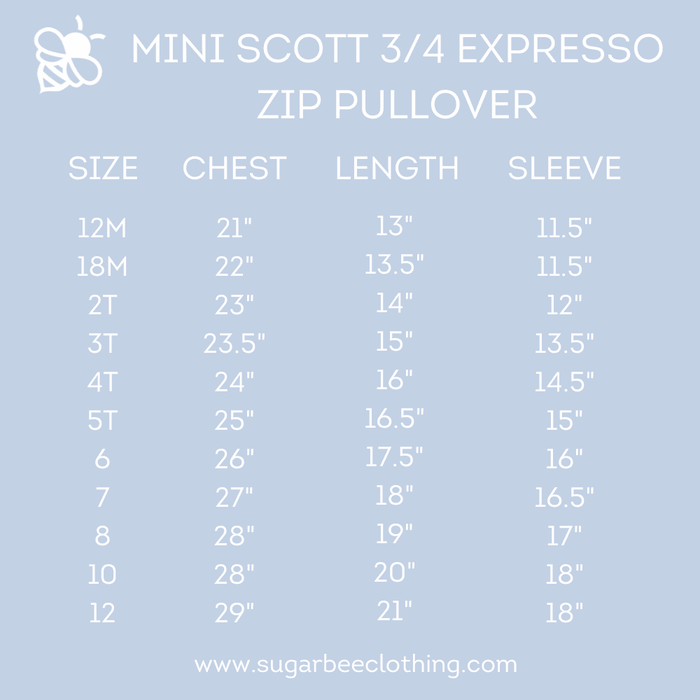 Mini Scott 3/4 Zip Sweater - Espresso - Sugar Bee Clothing