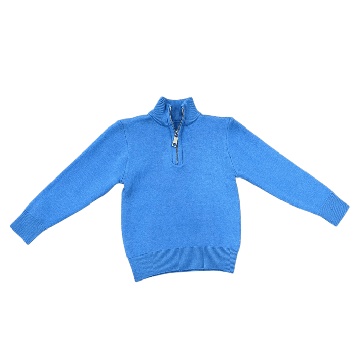 Mini Scott 3/4 Zip Sweater - French Blue - Sugar Bee Clothing
