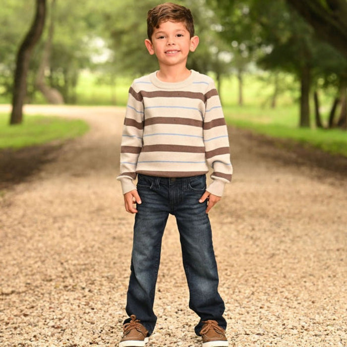 Mini Tucker Crew Sweater - Preppy Stripe - Sugar Bee Clothing