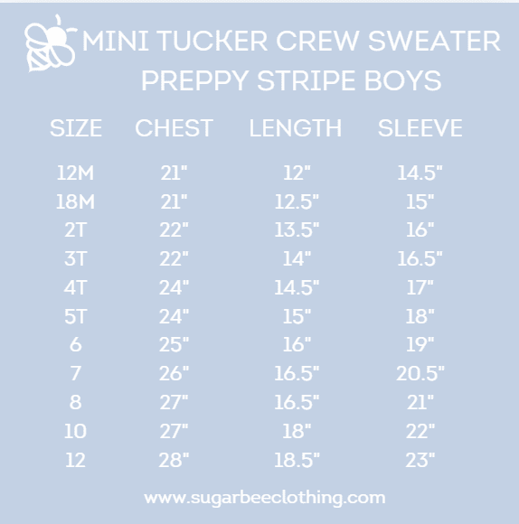 Mini Tucker Crew Sweater - Preppy Stripe - Sugar Bee Clothing