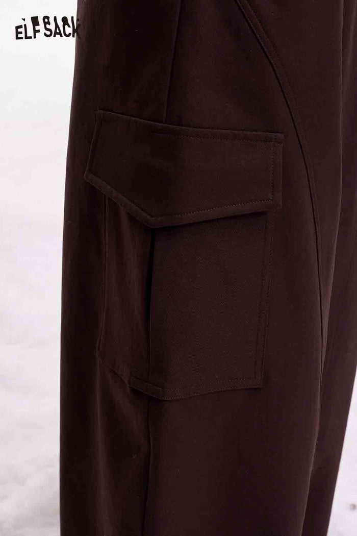 ELFSACK Minimalist Casual Loose Solid Large Pocket Cargo Pants
