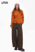 ELFSACK Minimalist Solid Casual Loose Pocket Wide Leg Pants