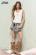 ELFSACK Minimalist Versatile Lace Trim Letter Print Camisole