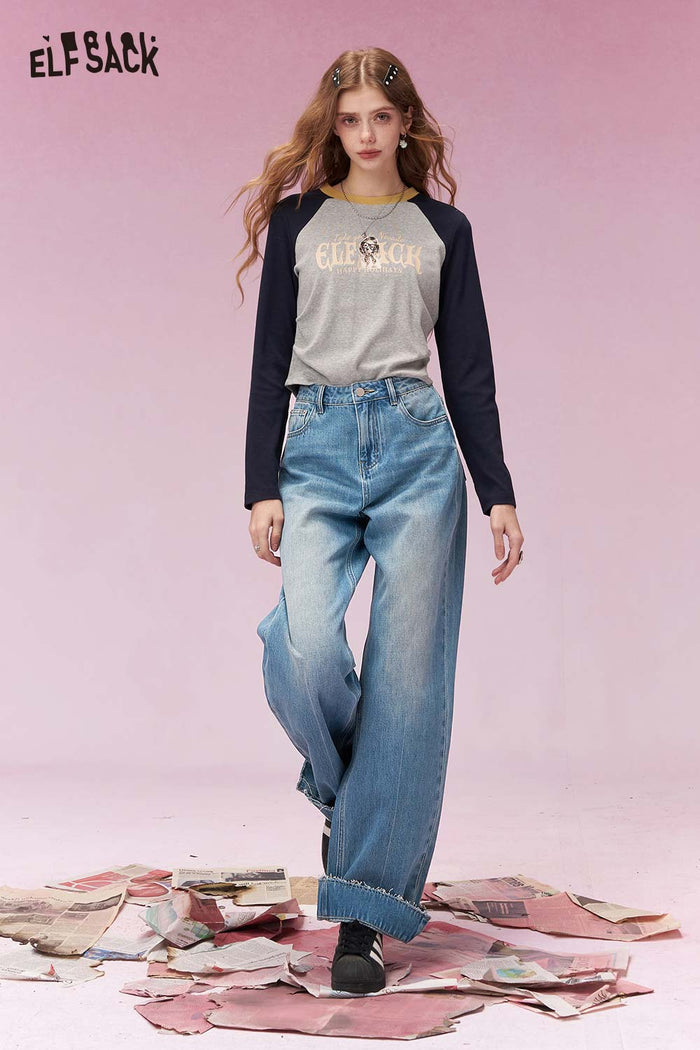 ELFSACK Minimalist Versatile Straight Leg Jeans