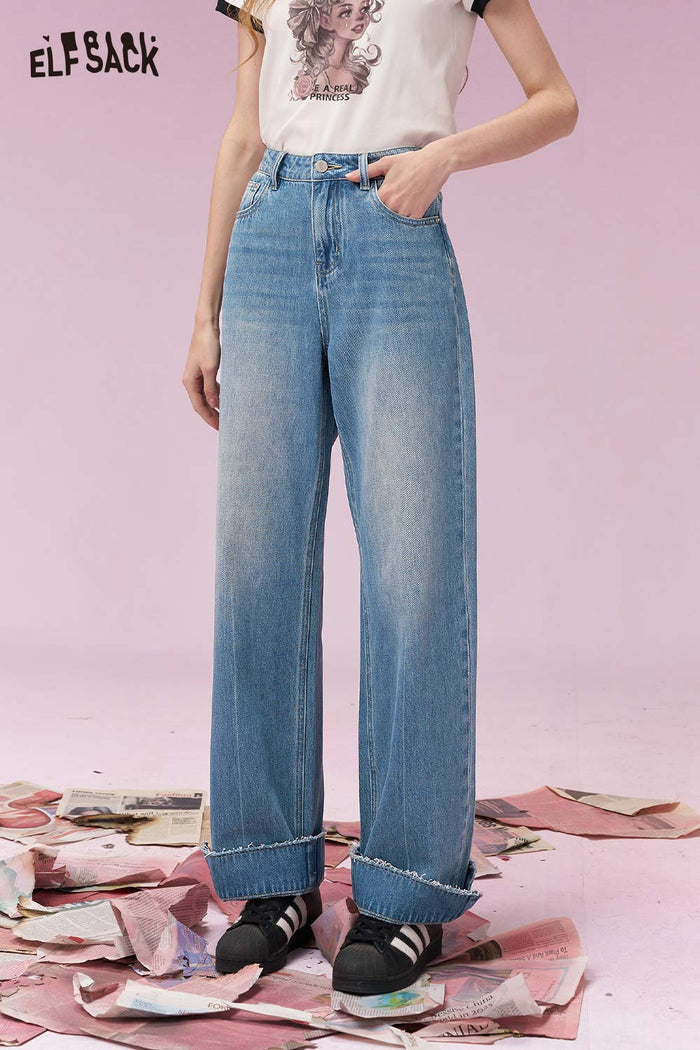 ELFSACK Minimalist Versatile Straight Leg Jeans