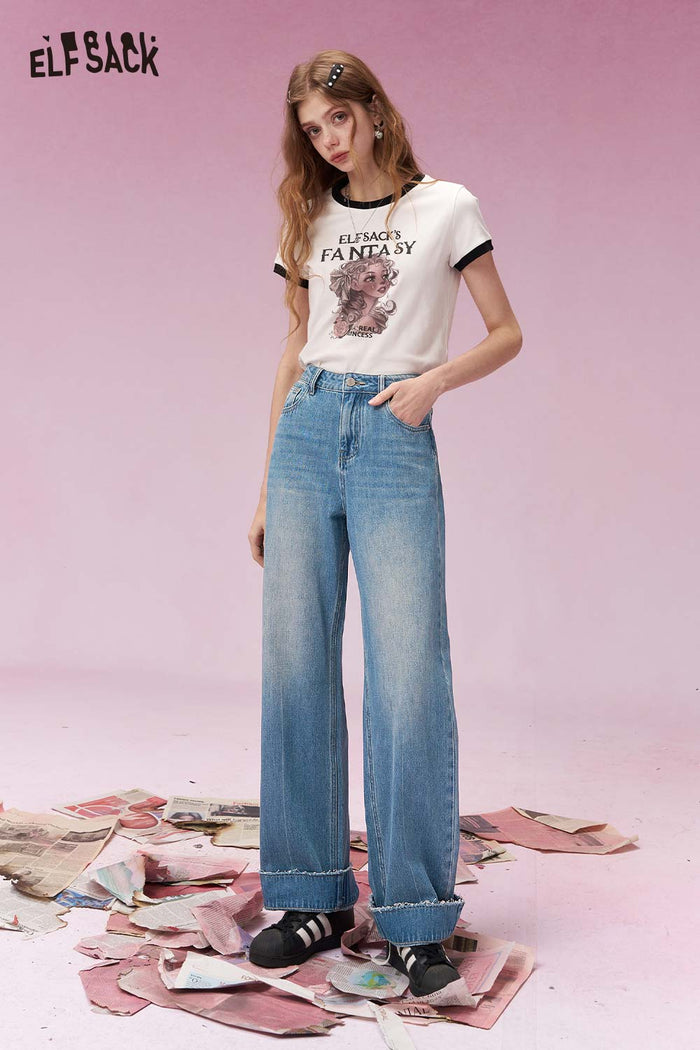 ELFSACK Minimalist Versatile Straight Leg Jeans