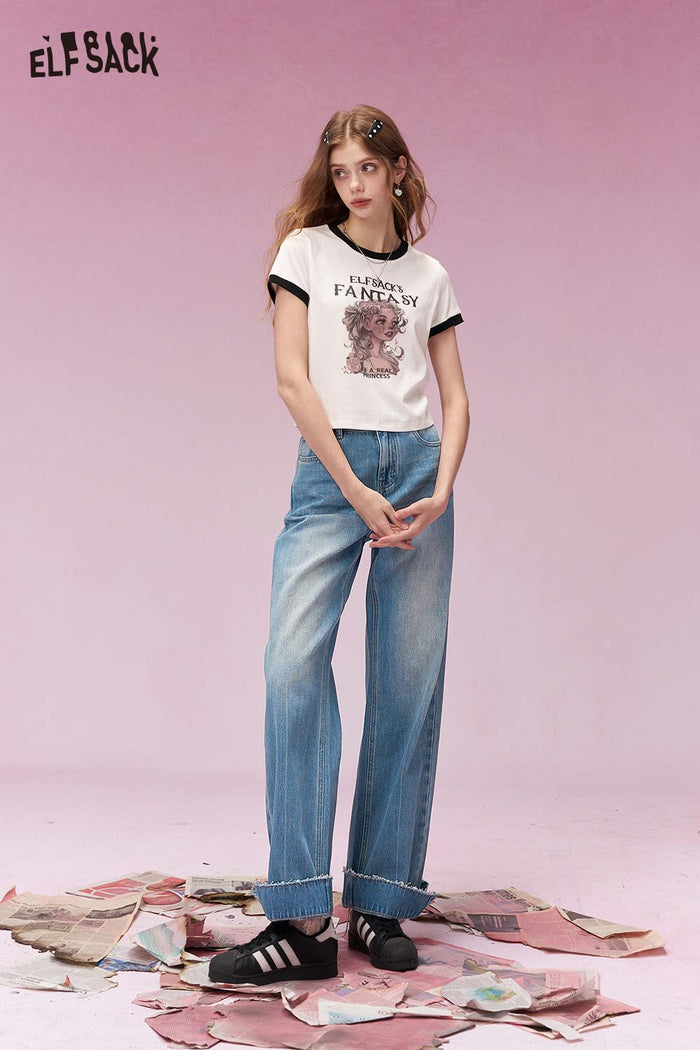ELFSACK Minimalist Versatile Straight Leg Jeans
