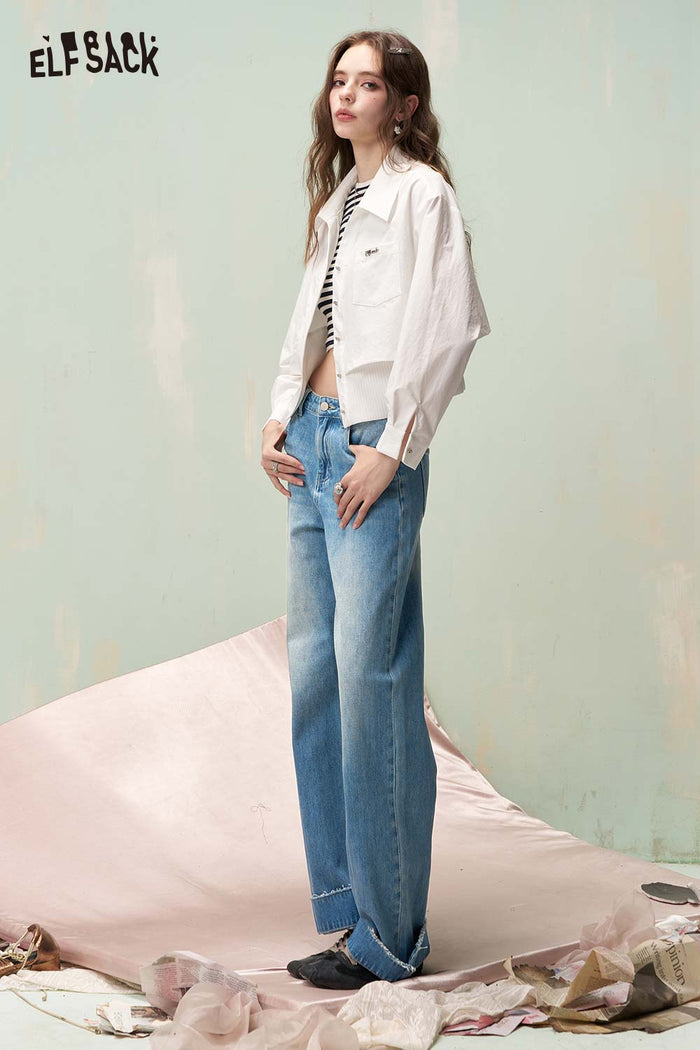 ELFSACK Minimalist Versatile Straight Leg Jeans