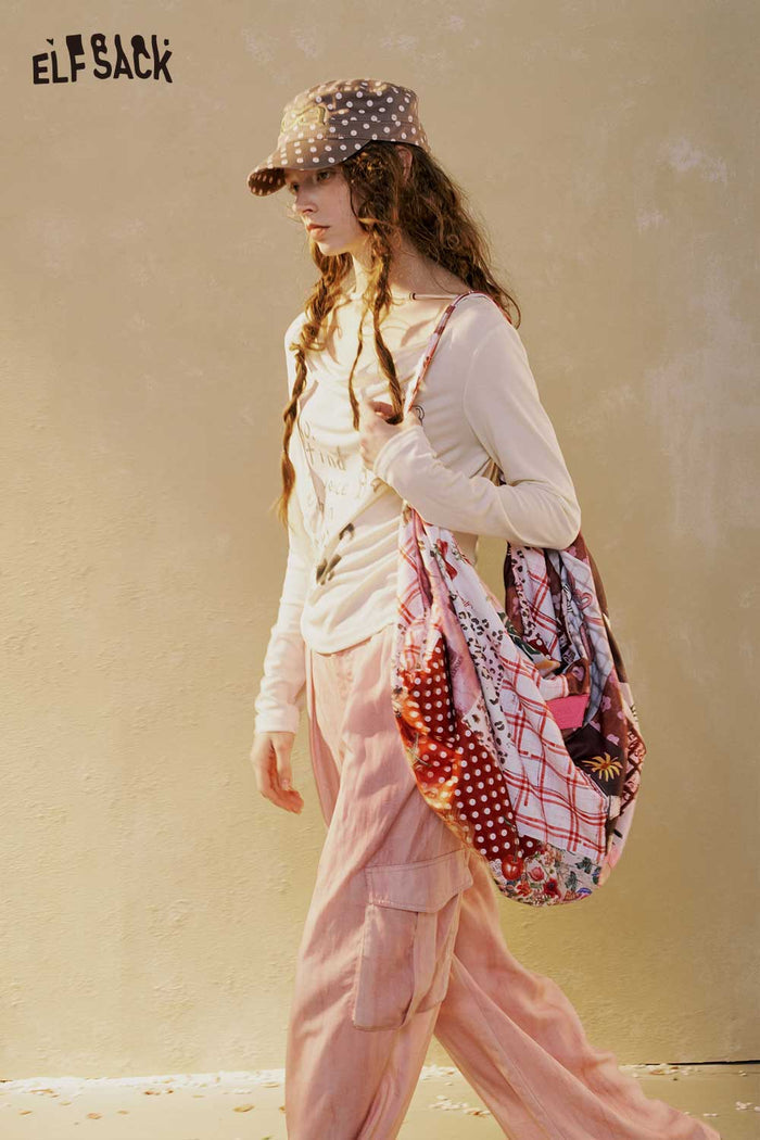ELFSACK Mixed Patchwork Print Canvas Tote Bag