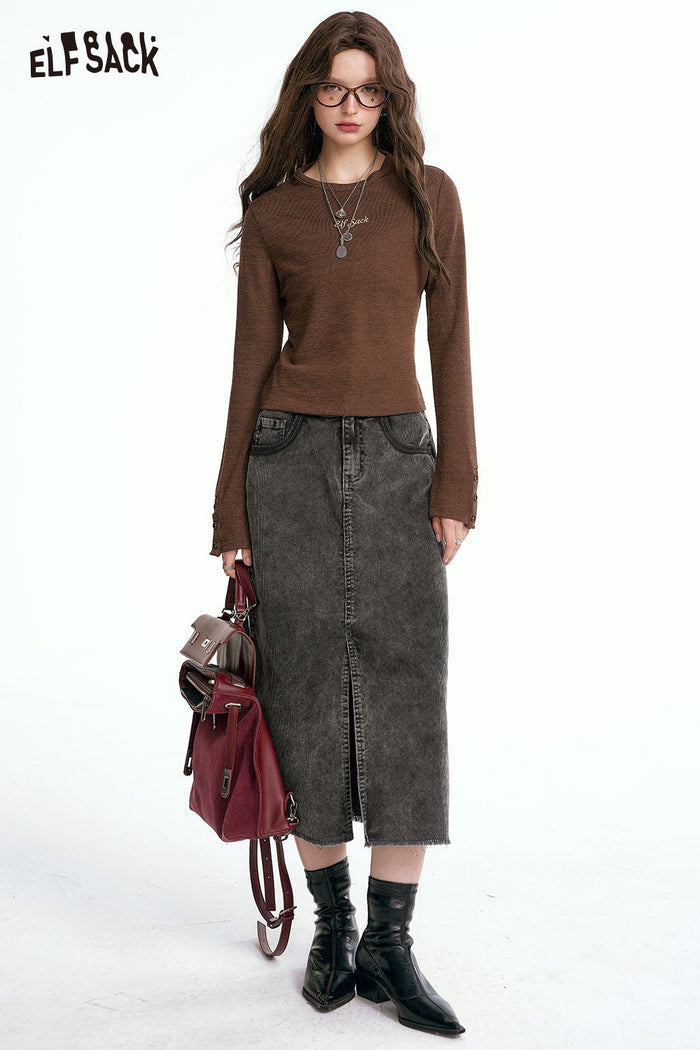 Mock Neck Long Sleeve Heather Tee