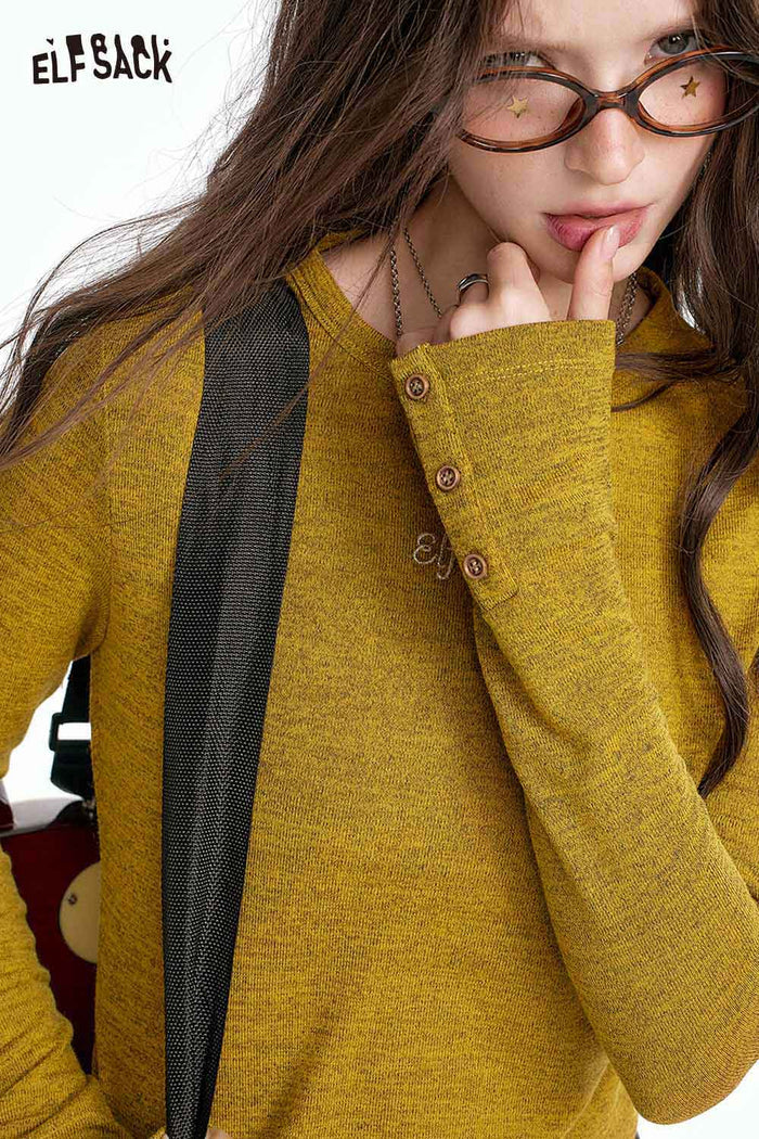 Mock Neck Long Sleeve Heather Tee