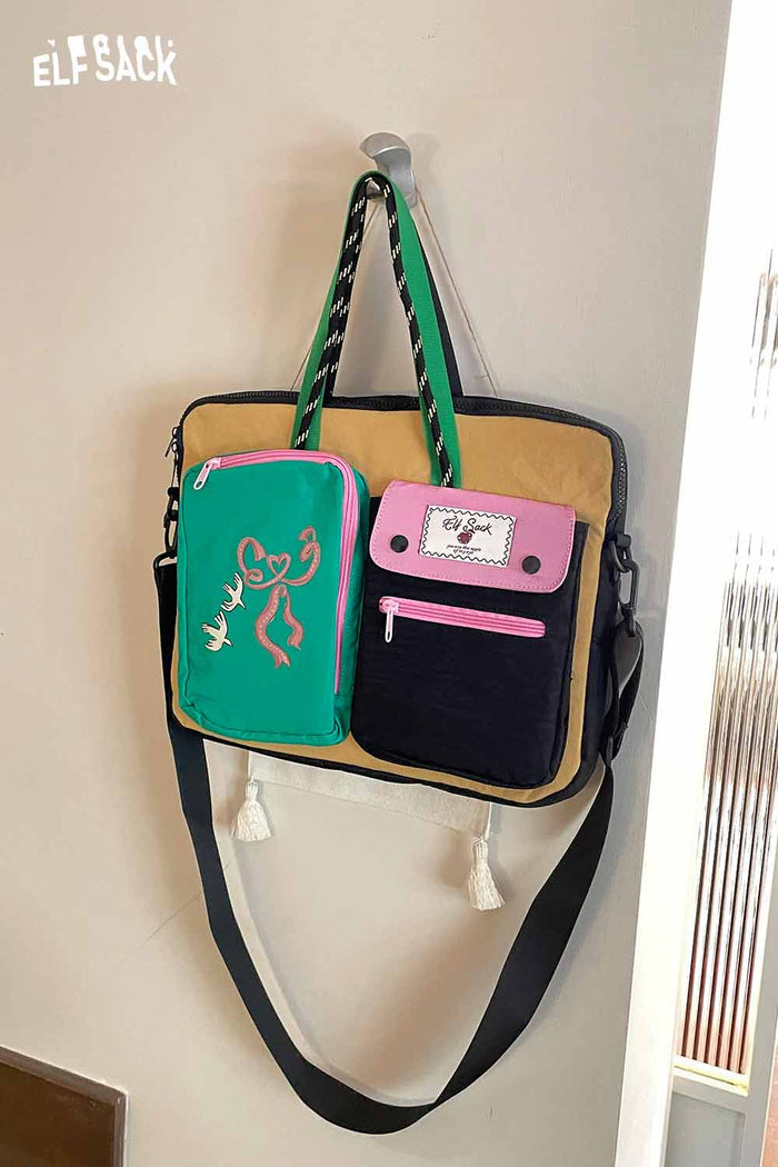 ELFSACK Multi?Pocket Cartoon Print Laptop Bag