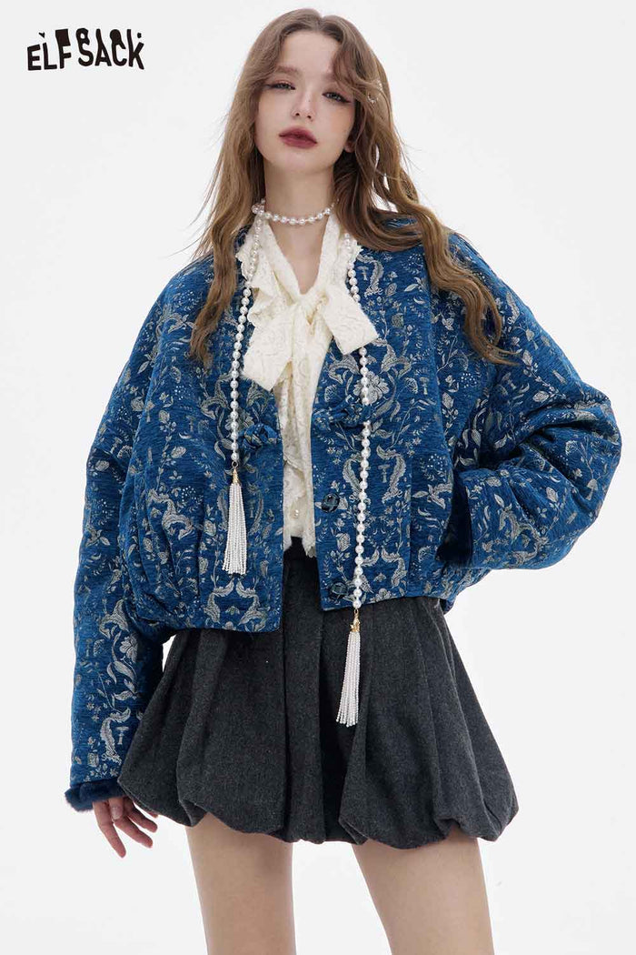 Neo-Chinese Floral Crop Outerwear