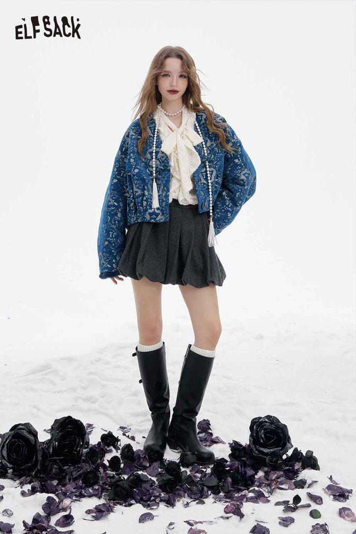 Neo-Chinese Floral Crop Outerwear