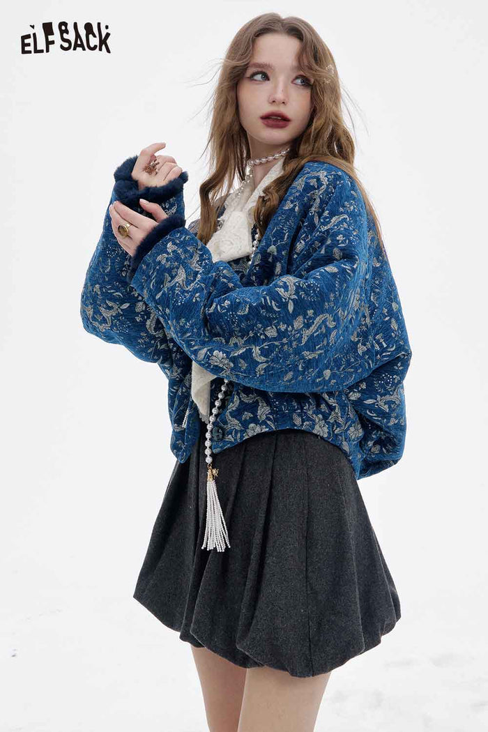 Neo-Chinese Floral Crop Outerwear