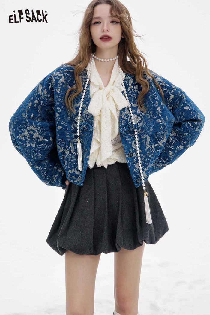 Neo-Chinese Floral Crop Outerwear