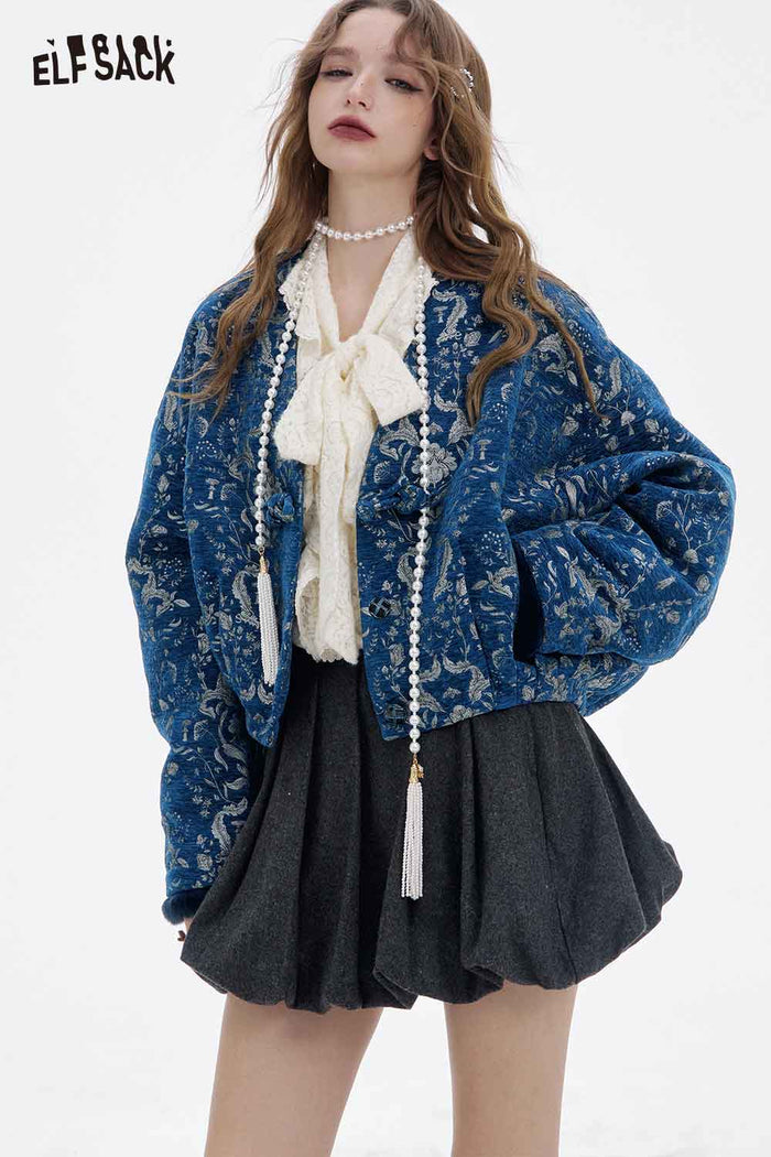 Neo-Chinese Floral Crop Outerwear