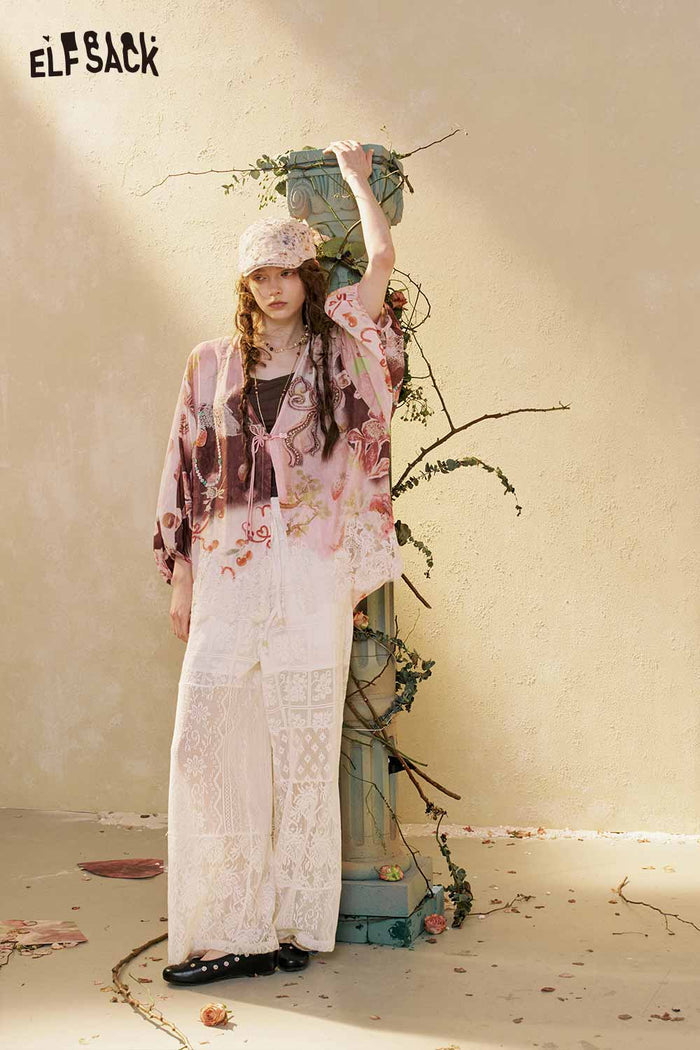 Neo-Chinese Floral Lace Loose Blouse