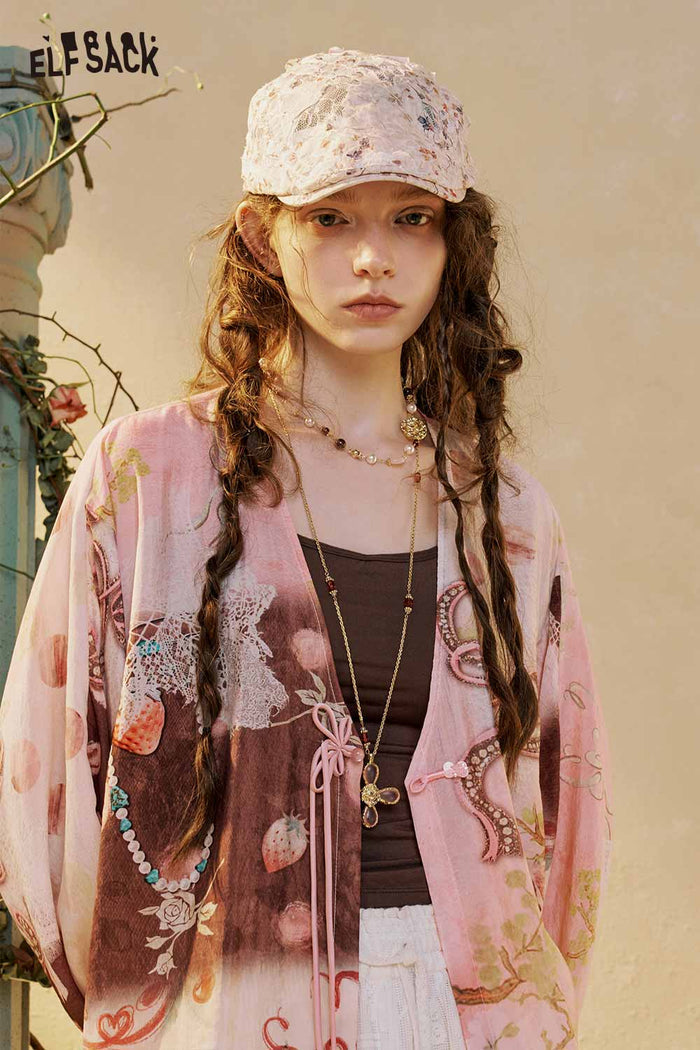 Neo-Chinese Floral Lace Loose Blouse