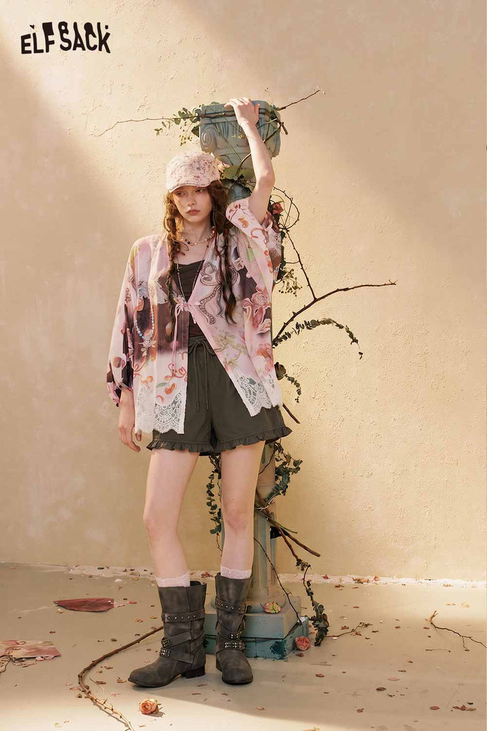 Neo-Chinese Floral Lace Loose Blouse