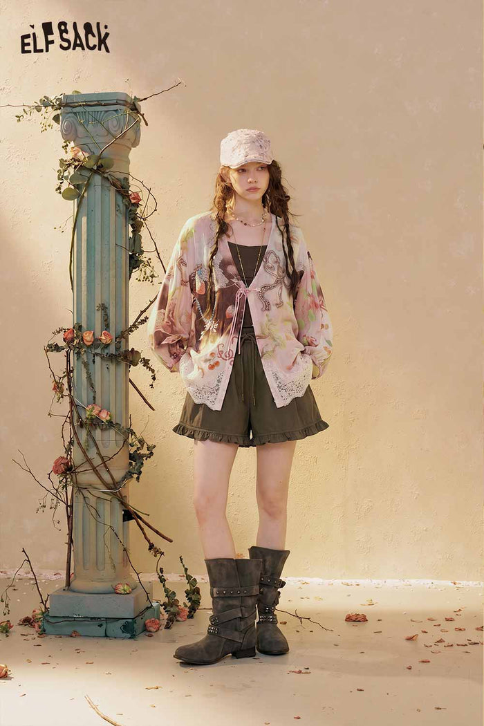 Neo-Chinese Floral Lace Loose Blouse