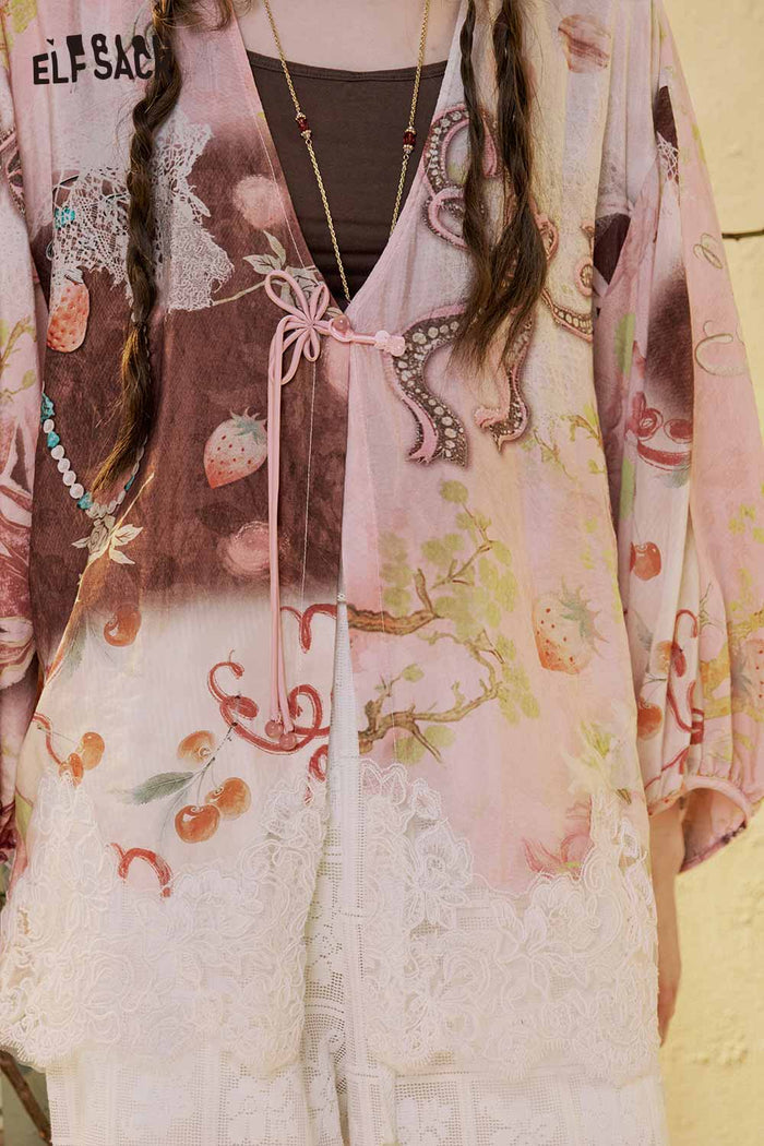 Neo-Chinese Floral Lace Loose Blouse