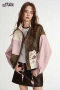 Neo-Chinese Floral Patchwork Bomber Jacket