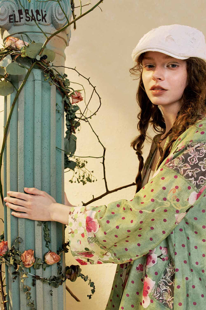 Neo-Chinese Floral Polka Dot Loose Blouse