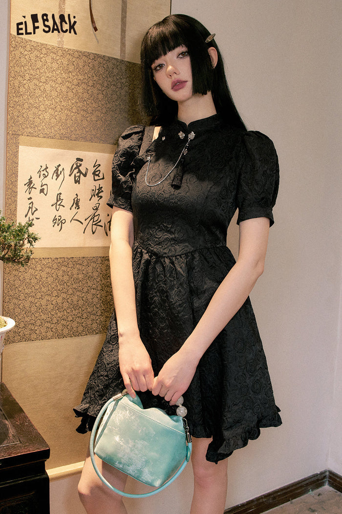 ELFSACK New Oriental Style Frog Button Dress