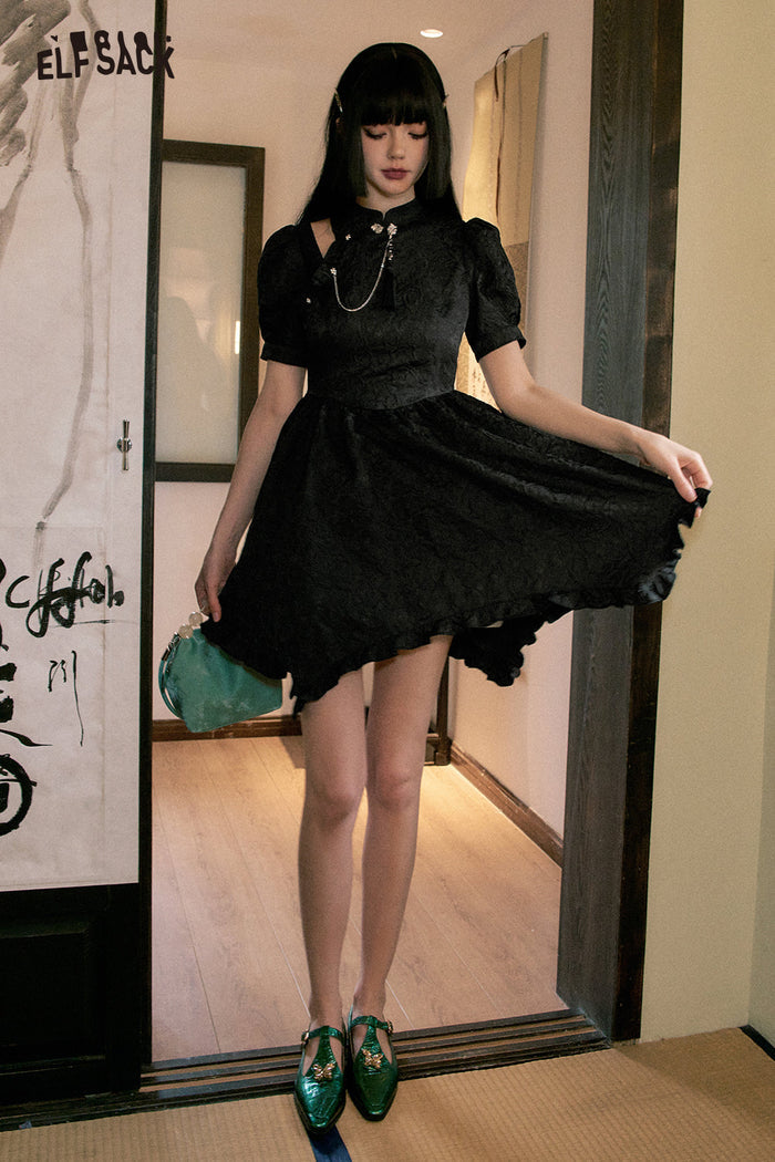 ELFSACK New Oriental Style Frog Button Dress