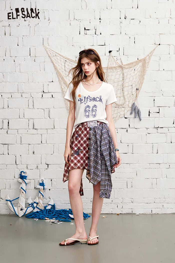 ELFSACK Number Print Curved Hem Fitted Baby Tee