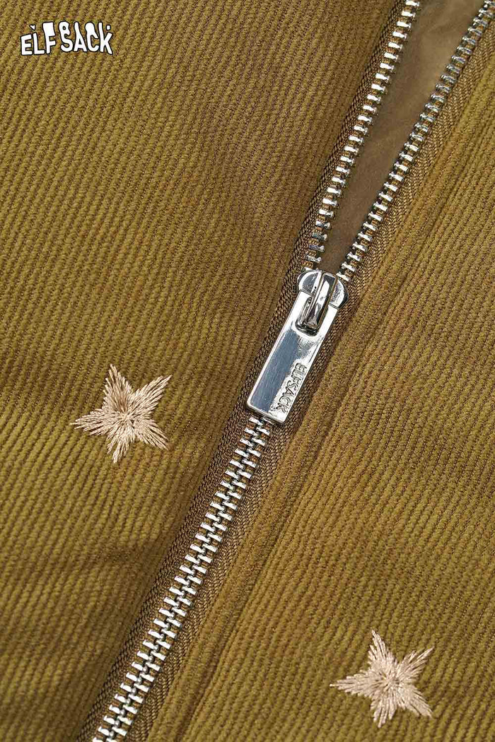 ELFSACK Nylon Shell Star Bow Embroidery Asymmetric Zip Puffer Jacket