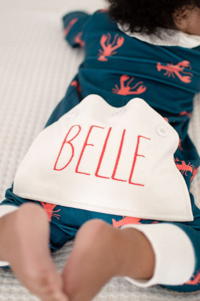 One - Piece Ruffle Buttflap Pajamas - Navy Crawfish - Sugar Bee Clothing