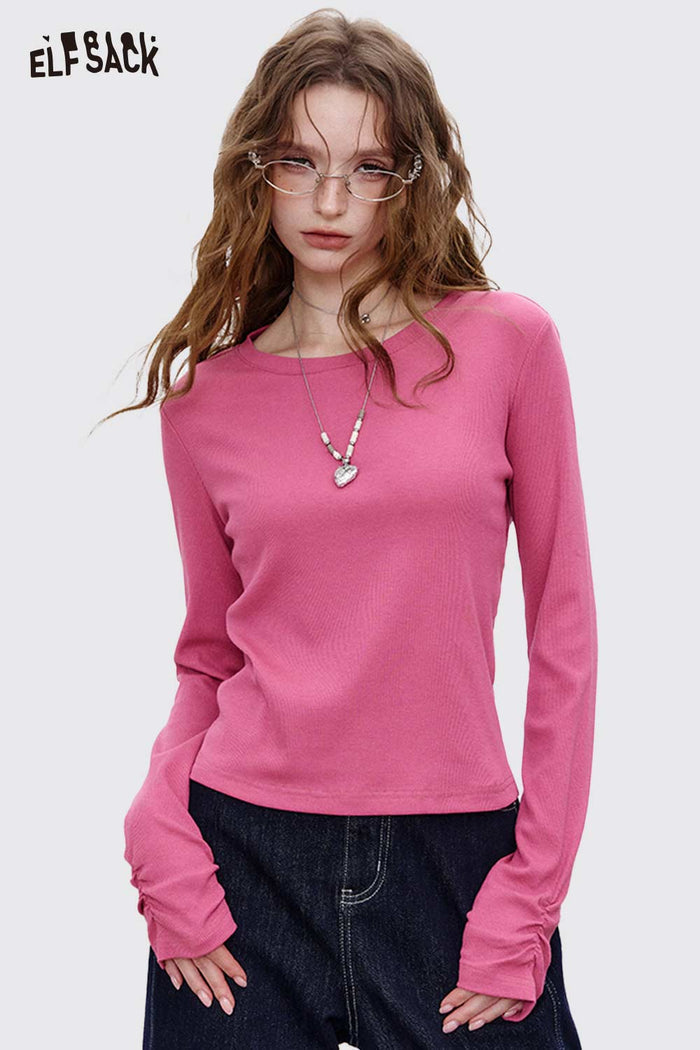 ELFSACK Organic Cotton Slim Fit Essential Basic Long Sleeve Top