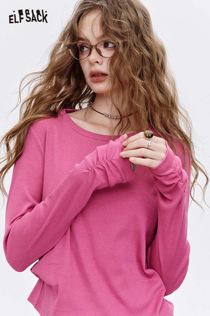 ELFSACK Organic Cotton Slim Fit Essential Basic Long Sleeve Top