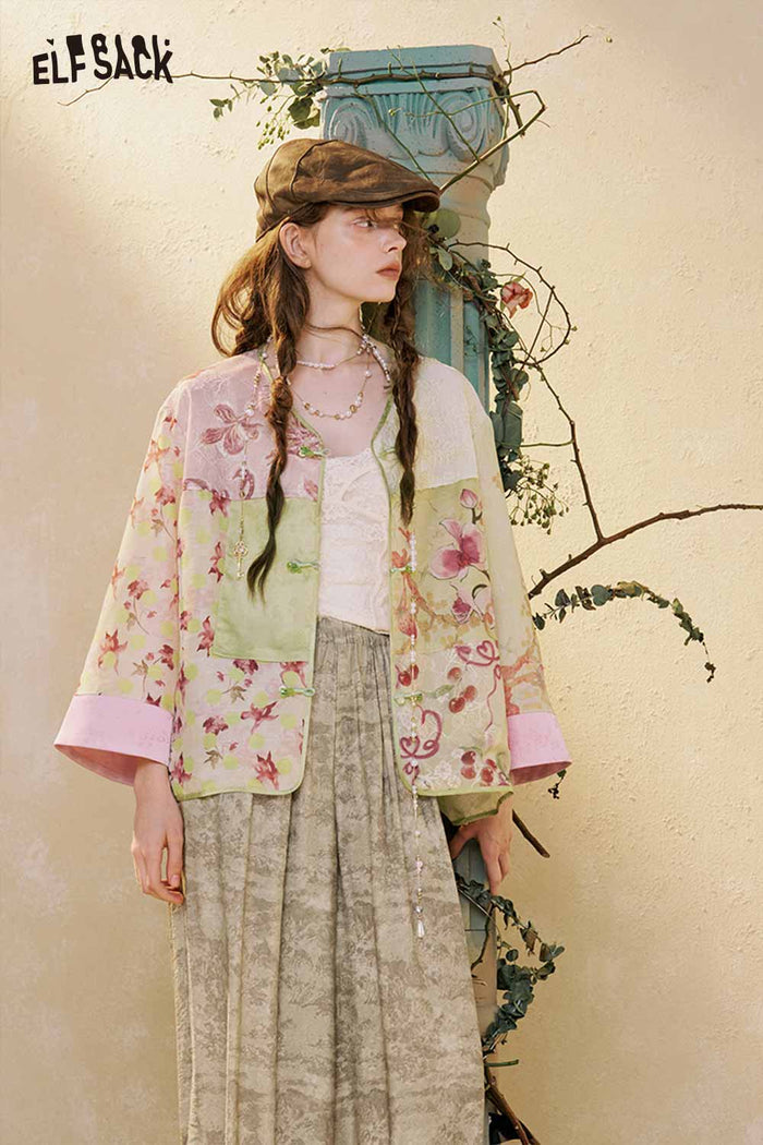 Oriental Floral Patchwork Outerwear