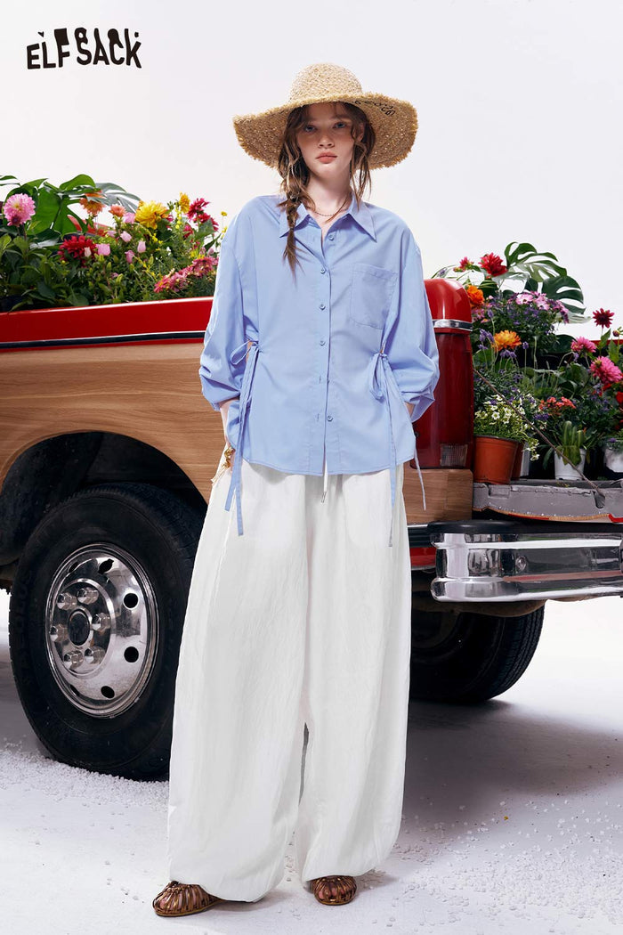ELFSACK Oversized Drawstring Wide Leg Pants