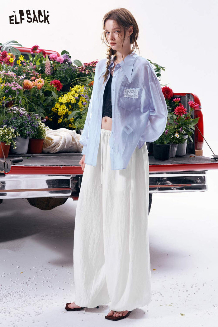 ELFSACK Oversized Drawstring Wide Leg Pants