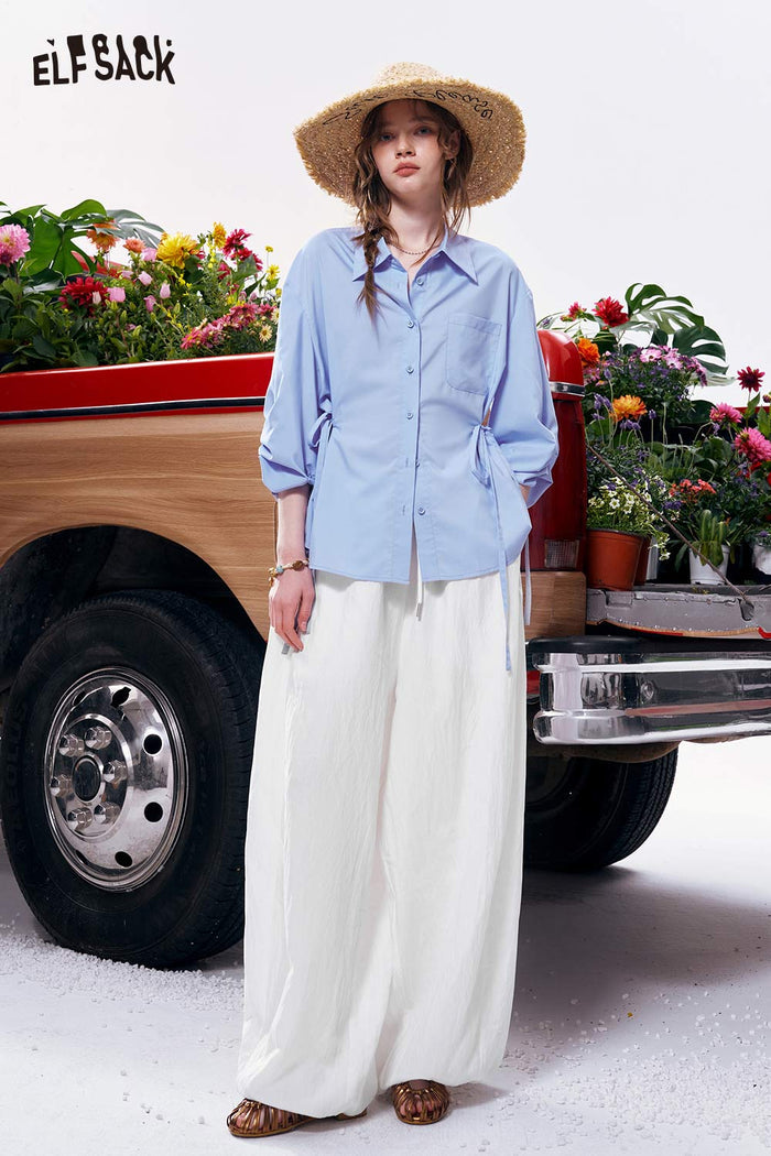 ELFSACK Oversized Drawstring Wide Leg Pants
