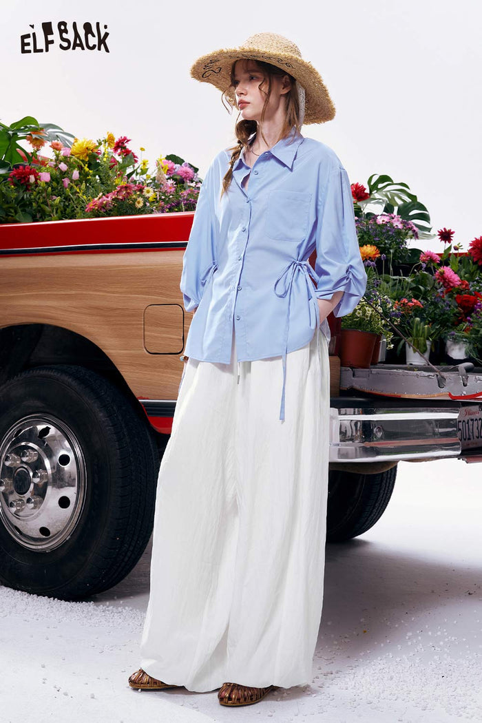 ELFSACK Oversized Drawstring Wide Leg Pants