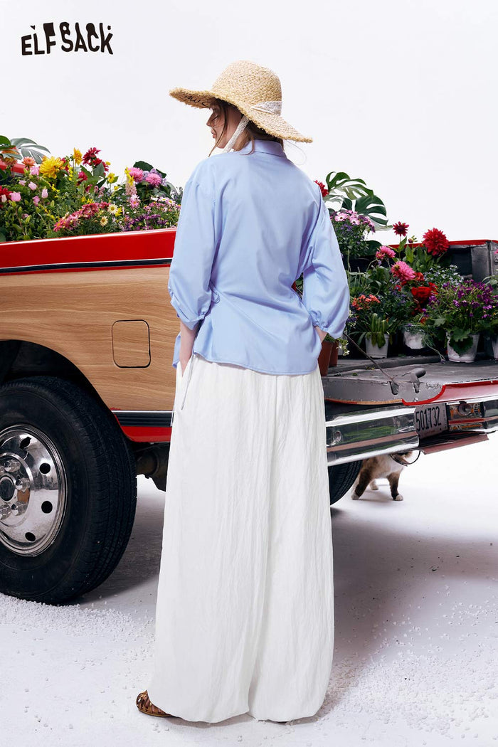ELFSACK Oversized Drawstring Wide Leg Pants