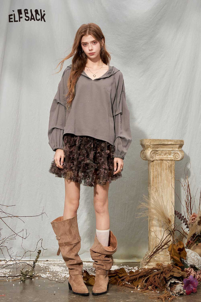 Oversized Solid Long Sleeve Hoodie
